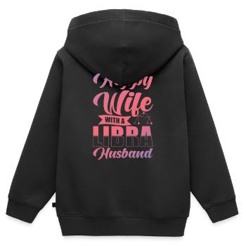 Libra Happy Woman with Aquarian Husband - Kids Premium Organic Zip-up Hoodie - black - Back - AI Model Kid Male (0cm)