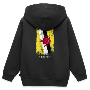 Souvenir avec le drapeau du pays de Brunei - Sweat Premium à capuche zippé enfant bio - noir - Dos - AI Model Kid Male (0cm)