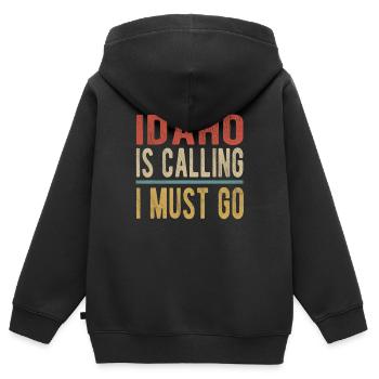 L’Idaho m’appelle, je dois y aller - Sweat Premium à capuche zippé enfant bio - noir - Dos - AI Model Kid Male (0cm)