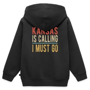 Kansas Ruft Ich Muss Gehen - Kinder Premium Organic Zip Hoodie - Schwarz - Hinten - AI Model Kid Male (0cm)