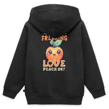 Pfirsich Kawaii - Kinder Premium Organic Zip Hoodie - Schwarz - Hinten - AI Model Kid Male (0cm)