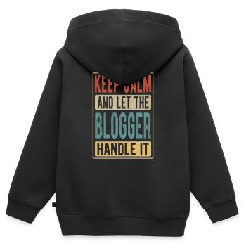 Blogger Retro Geschenk - Kinder Premium Organic Zip Hoodie - Schwarz - Hinten - AI Model Kid Male (0cm)