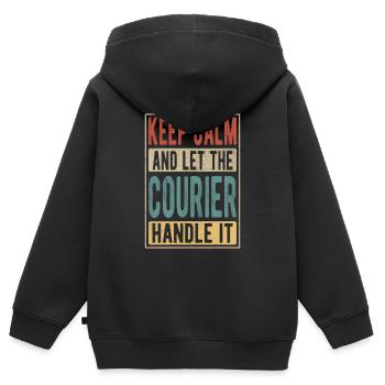 Courrier Cadeau Rétro - Sweat Premium à capuche zippé enfant bio - noir - Dos - AI Model Kid Male (0cm)