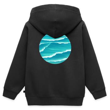 Ocean Waves - Kinder Premium Organic Zip Hoodie - Schwarz - Hinten - AI Model Kid Male (0cm)