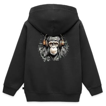 Rito le singe audiophile - Sweat Premium à capuche zippé enfant bio - noir - Dos - AI Model Kid Male (0cm)