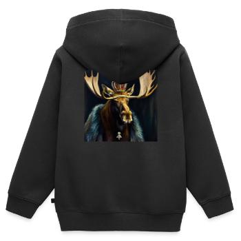 Roi des élans - Sweat Premium à capuche zippé enfant bio - noir - Dos - AI Model Kid Male (0cm)