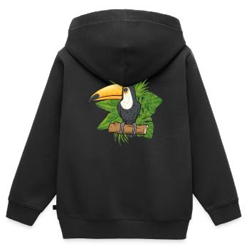 Tukan Vogel Regenwald - Kinder Premium Organic Zip Hoodie - Schwarz - Hinten - AI Model Kid Male (0cm)