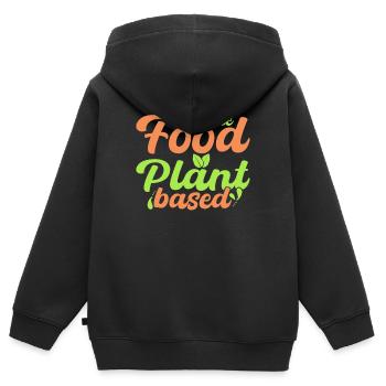 Whole foods plant-based, vegan - Kids Premium Organic Zip-up Hoodie - black - Back - AI Model Kid Male (0cm)