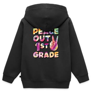Peace Out 1. Klasse Letzter Schultag - Kinder Premium Organic Zip Hoodie - Schwarz - Hinten - AI Model Kid Male (0cm)