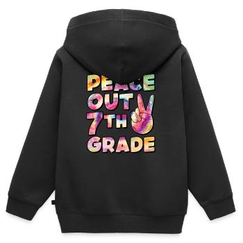 Peace Out 1. Klasse Letzter Schultag - Kinder Premium Organic Zip Hoodie - Schwarz - Hinten - AI Model Kid Male (0cm)