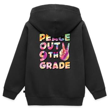 Peace Out 1. Klasse Letzter Schultag - Kinder Premium Organic Zip Hoodie - Schwarz - Hinten - AI Model Kid Male (0cm)