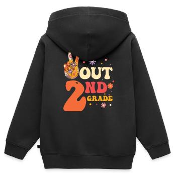 Peace Out 1. Klasse Letzter Schultag - Kinder Premium Organic Zip Hoodie - Schwarz - Hinten - AI Model Kid Male (0cm)