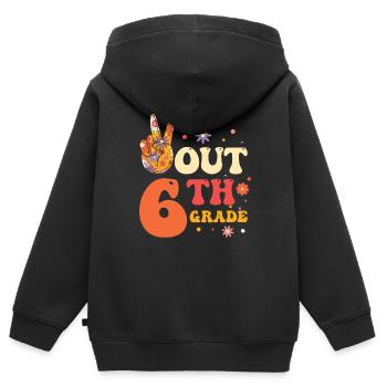 Peace Out 1. Klasse Letzter Schultag - Kinder Premium Organic Zip Hoodie - Schwarz - Hinten - AI Model Kid Male (0cm)