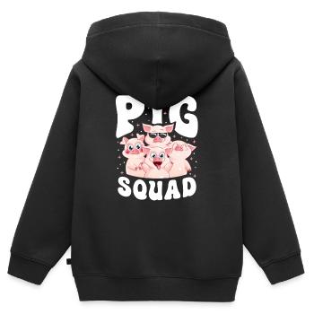 Pig Trupp - Kinder Premium Organic Zip Hoodie - Schwarz - Hinten - AI Model Kid Male (0cm)