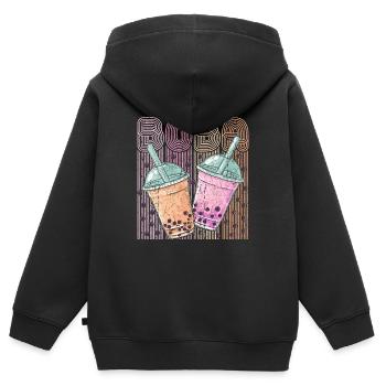 Boba Tea Design Bubbles Bubble Tea Retro Boba - Sweat Premium à capuche zippé enfant bio - noir - Dos - AI Model Kid Male (0cm)