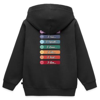 Yoga Chakra Symbole - Kinder Premium Organic Zip Hoodie - Schwarz - Hinten - AI Model Kid Male (0cm)