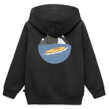 Wassersport - Kinder Premium Organic Zip Hoodie - Schwarz - Hinten - AI Model Kid Male (0cm)