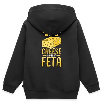 Cheese feta pun - Kids Premium Organic Zip-up Hoodie - black - Back - AI Model Kid Male (0cm)