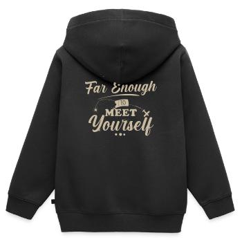 Reisen Spruch - Kinder Premium Organic Zip Hoodie - Schwarz - Hinten - AI Model Kid Male (0cm)