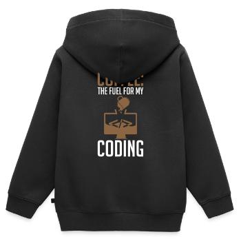 Coder Coffee Le carburant de mon codage - Sweat Premium à capuche zippé enfant bio - noir - Dos - AI Model Kid Male (0cm)
