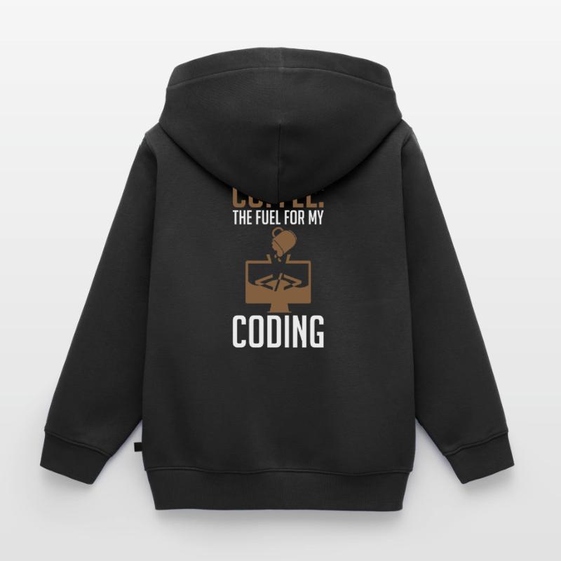 Coder Coffee Le carburant de mon codage Sweat Premium à capuche zippé enfant bio