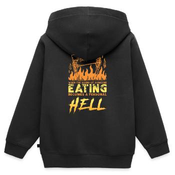 Misophonie Mangeurs bruyants Méfiez-vous de la misophonie - Sweat Premium à capuche zippé enfant bio - noir - Dos - AI Model Kid Male (0cm)
