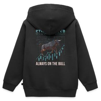 Börsenmakler, Händler, Investor, Börse - Kinder Premium Organic Zip Hoodie - Schwarz - Hinten - AI Model Kid Male (0cm)