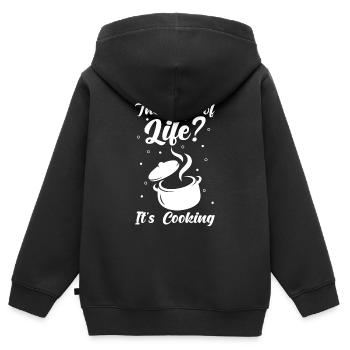 Koch Kulinarischer Koch Sagt Die Würze Des Lebens? - Kinder Premium Organic Zip Hoodie - Schwarz - Hinten - AI Model Kid Male (0cm)
