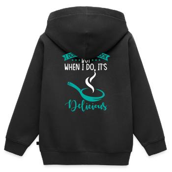 Hobbykoch Kocht Kulinarisches Essen - Kinder Premium Organic Zip Hoodie - Schwarz - Hinten - AI Model Kid Male (0cm)