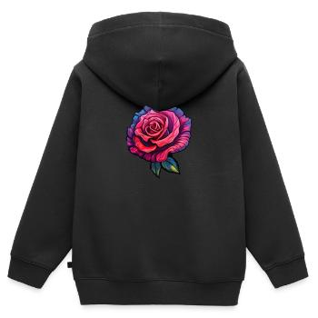 Couleurs roses vives - Sweat Premium à capuche zippé enfant bio - noir - Dos - AI Model Kid Male (0cm)