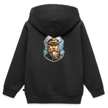 Matrose Alter Mann - Kinder Premium Organic Zip Hoodie - Schwarz - Hinten - AI Model Kid Male (0cm)