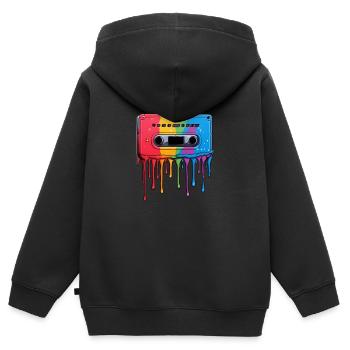 Kassetten-Tropfen - Kinder Premium Organic Zip Hoodie - Schwarz - Hinten - AI Model Kid Male (0cm)
