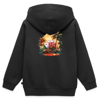 Kasino - Kinder Premium Organic Zip Hoodie - Schwarz - Hinten - AI Model Kid Male (0cm)