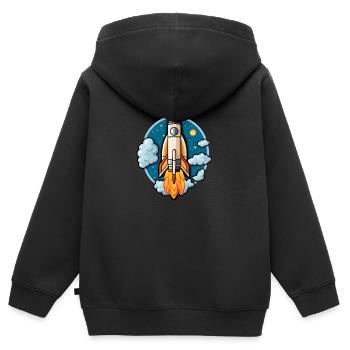 Fusée - Sweat Premium à capuche zippé enfant bio - noir - Dos - AI Model Kid Male (0cm)