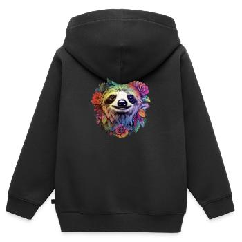 Sloth Aesthetics Flower - Kids Premium Organic Zip-up Hoodie - black - Back - AI Model Kid Male (0cm)