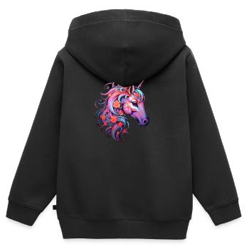 Unicorn Aesthetic Design - Kids Premium Organic Zip-up Hoodie - black - Back - AI Model Kid Male (0cm)