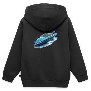 Motorboot Schnellboot - Kinder Premium Organic Zip Hoodie - Schwarz - Hinten - AI Model Kid Male (0cm)