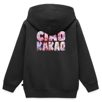 Motif floral de cacao Ciao - Sweat Premium à capuche zippé enfant bio - noir - Dos - AI Model Kid Male (0cm)