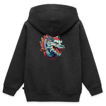 Dragon chinois - Sweat Premium à capuche zippé enfant bio - noir - Dos - AI Model Kid Male (0cm)