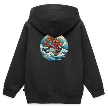 Chinese dragon - Kids Premium Organic Zip-up Hoodie - black - Back - AI Model Kid Male (0cm)