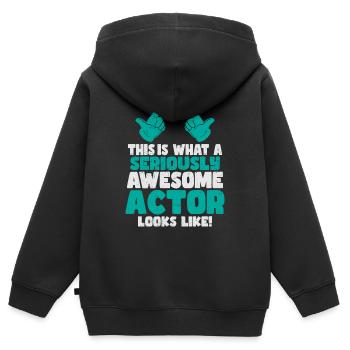 This is what a cool awesome actor looks - Kinder Premium Organic Zip Hoodie - Schwarz - Hinten - AI Model Kid Male (0cm)