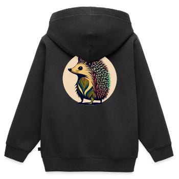 Igel - Kinder Premium Organic Zip Hoodie - Schwarz - Hinten - AI Model Kid Male (0cm)