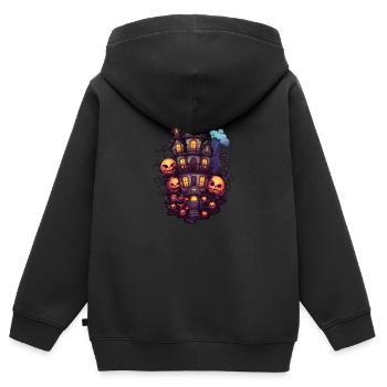 Halloween Haunted House Anime - Kids Premium Organic Zip-up Hoodie - black - Back - AI Model Kid Male (0cm)