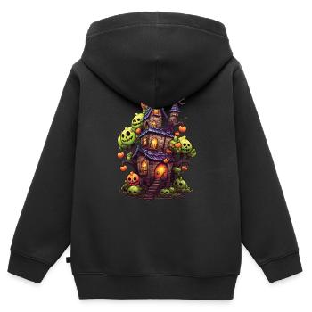 Anime Manga Maison hantée - Sweat Premium à capuche zippé enfant bio - noir - Dos - AI Model Kid Male (0cm)