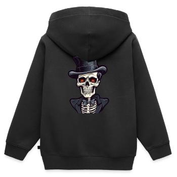 Skelett Halloween Gentleman - Kinder Premium Organic Zip Hoodie - Schwarz - Hinten - AI Model Kid Male (0cm)