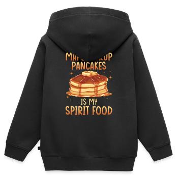 Les crêpes au sirop d’érable sont mon plat préféré - Sweat Premium à capuche zippé enfant bio - noir - Dos - AI Model Kid Male (0cm)