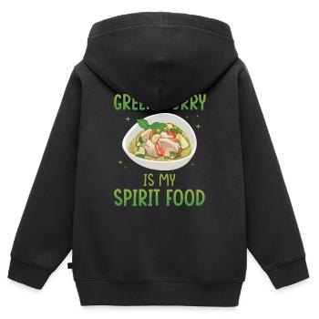 Le curry vert est mon plat préféré - Sweat Premium à capuche zippé enfant bio - noir - Dos - AI Model Kid Male (0cm)
