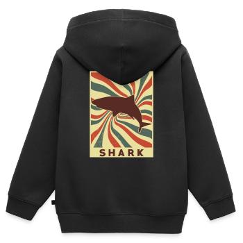 Hai Rétro Vintage - Sweat Premium à capuche zippé enfant bio - noir - Dos - AI Model Kid Male (0cm)