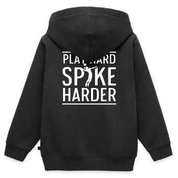 Drôle de jeu Hard Spike Setter Volleyball Pla - Sweat Premium à capuche zippé enfant bio - noir - Dos - AI Model Kid Male (0cm)