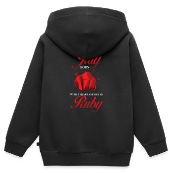 Geburtsstein Juli Rubin - Kinder Premium Organic Zip Hoodie - Schwarz - Hinten - AI Model Kid Male (0cm)